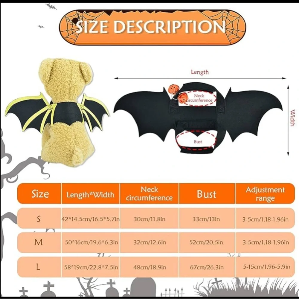 Dog Costume Bat Wings with Yellow Accents